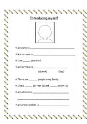 English Worksheet: Introducing myself