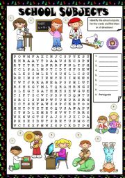 English Worksheet: SCHOOL SUBJECTS - WORDSEARCH