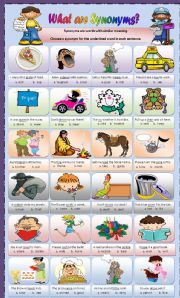 English Worksheet: Synonyms **** editable*****