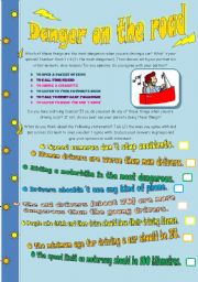 English Worksheet: * * * Danger on the road * * *- speaking, discussion (pairwork, groupwork)