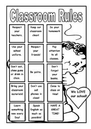 English Worksheet: POSTER: CLASSROOM RULES