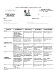 English Worksheet: Science 9 Lab Rubric