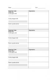 English Worksheet: Important Lines a Double Entry Journal for plays