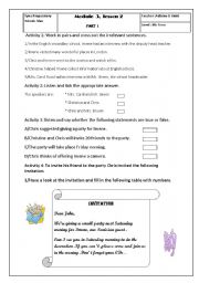 English Worksheet: Module 3 ,lesson 2 part 1