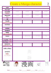 English Worksheet: Create a managa character.