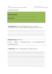 Pre-writing Essay Worksheet 