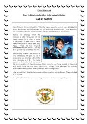 English Worksheet: Harry Potters daily routine and simple past of the verb 
