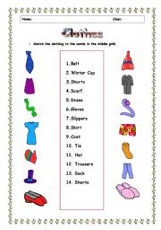 English Worksheet: Clothes