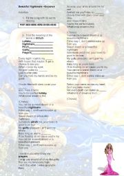 English Worksheet: Activity Song - Beautiful Nightmare Beyonce