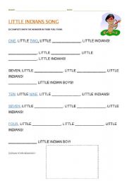 English worksheet: Little Indians Song