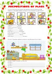 English Worksheet: PREPOSITIONS OF PLACE