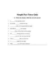 English worksheet: Simple past quiz
