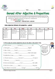 English Worksheet: Gerund after Adjective & Preposition