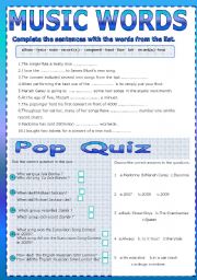 English Worksheet: Music Words