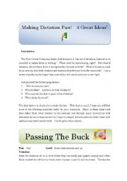 English Worksheet: Making Dictation Fun Part 1