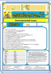 English Worksheet: Conversation Chat Room #14 Environmental Issues