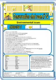 English Worksheet: Conversation Chat Room #14 Environmental Issues
