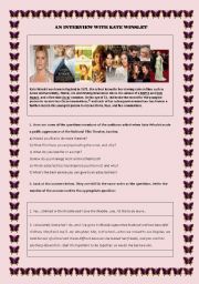 English Worksheet: AN INTERVIEW WITH KATE WINSLET