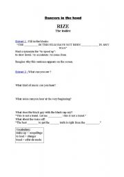 English worksheet: Rize the trailer