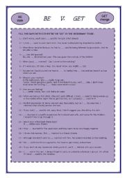 English worksheet: VOCABULARY      BE V. GET