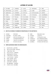 English worksheet: Advervs of manner
