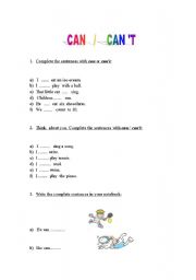 English Worksheet: Can / Cant