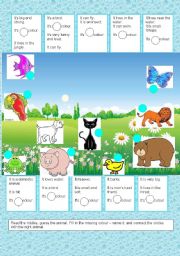 English Worksheet: PLAY WITH COLOURS AND ANIMALS