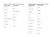 English worksheet: British vs American English