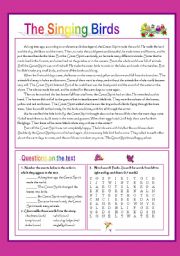 English Worksheet: Legend: The singing birds