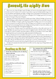 English Worksheet: Beowulf, the Mighty Hero