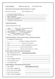 English Worksheet: Present continuous - affirmative, negative and interrogative.
