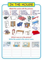 English Worksheet: In the house
