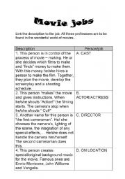 English worksheet: Movie matcher