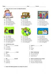 English Worksheet: activities in present continuos