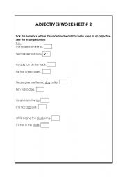 English worksheet: Adjectives or Nouns