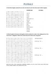 English worksheet: Wordsearch Plurals