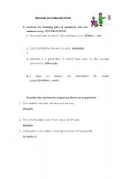 English worksheet: Conjunctions