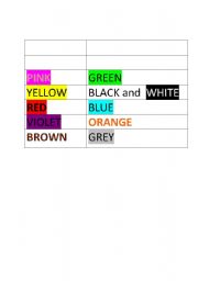 English worksheet: Colours