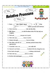 English Worksheet: Relative Pronouns 