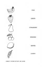 English Worksheet: FRUIT- CONNECT PICTURE WITH WORD
