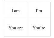 English worksheet: Verb Be-Memory cards