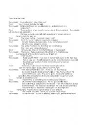 English Worksheet: Checking into the hotel
