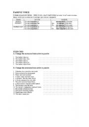 English Worksheet: Passive Present and past 3 pages worksheet