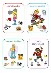 English Worksheet: breakfast cards