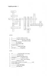 English worksheet: crossword - proverbs 1