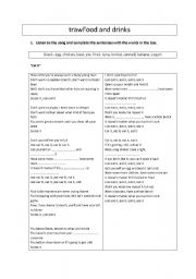 English worksheet: food and drinks vocabulary