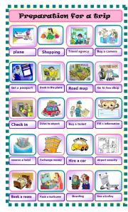 English Worksheet: preparation for a trip