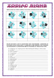 English Worksheet: ZODIAC SIGNS 