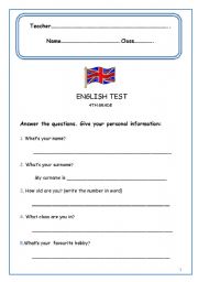 English worksheet: TEST