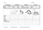 English worksheet: dinosaurs